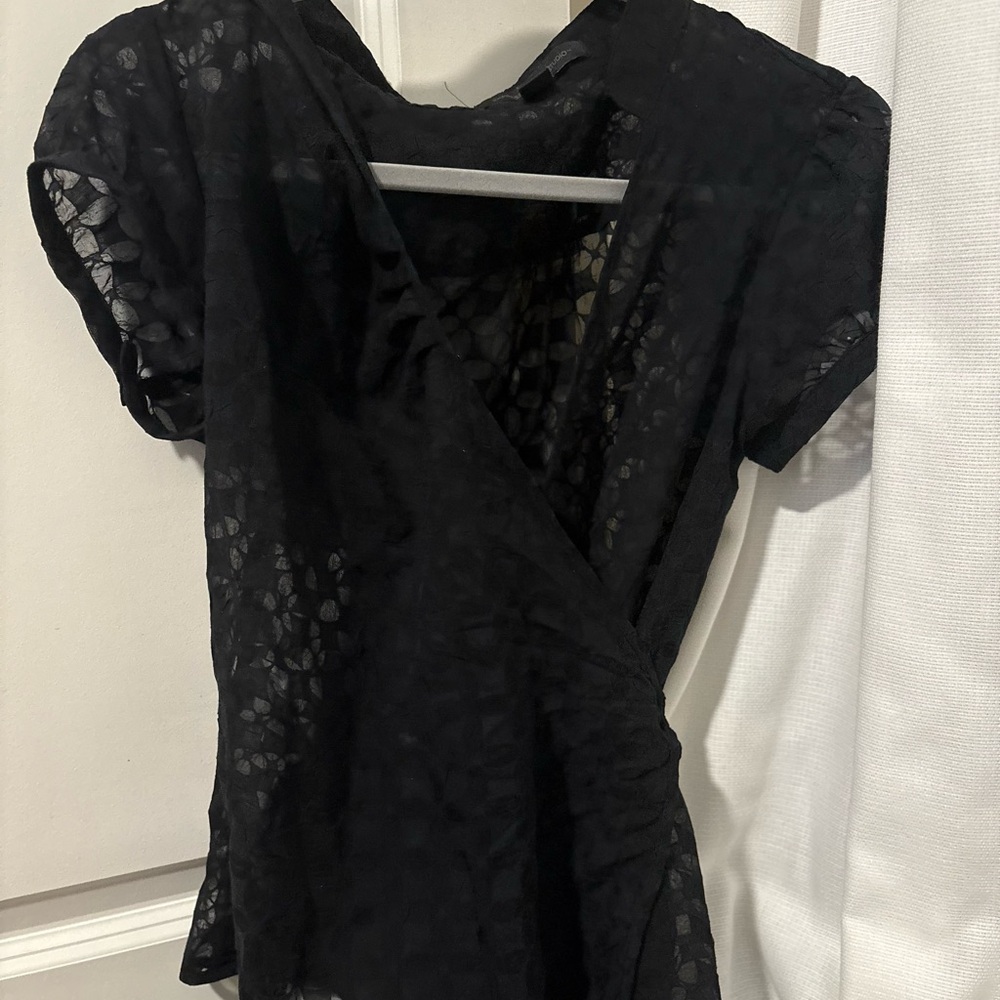 Express Black Textured Blouse